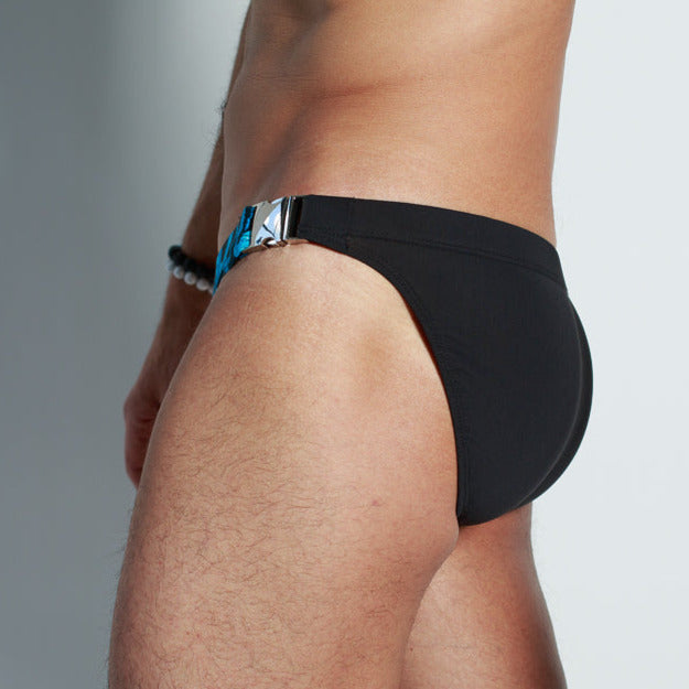 Connection Swim Brief in Blue Leopard
