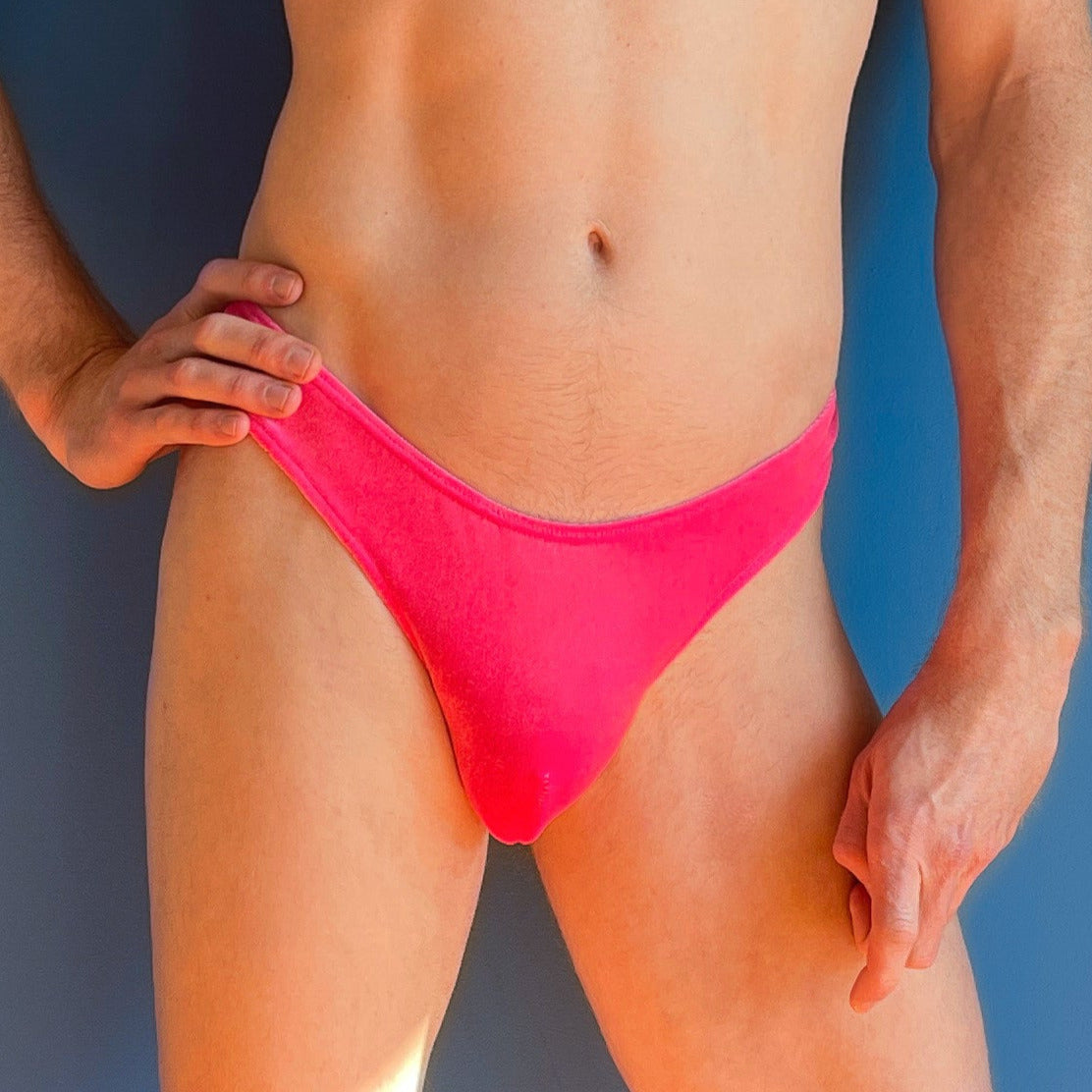 Olympia Men’s Thong in Candy Pink Velvet